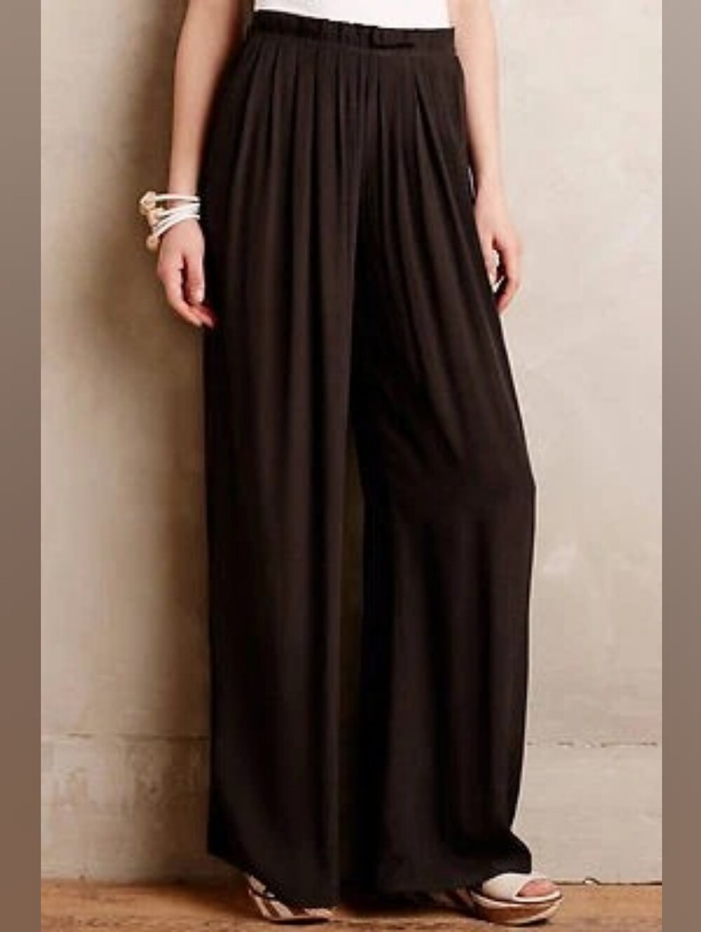 Anthropologie Harlyn Pleated Sabie Wide-Legs Pants Dark Grey Size S